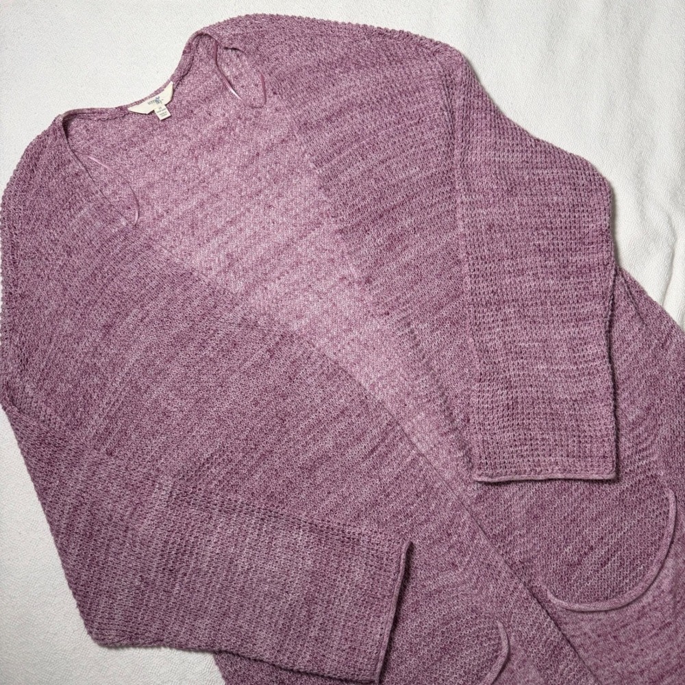 Terra & Sky Purple Marl Open Front Longline Duster Cardigan Pockets 2X 20W-22W